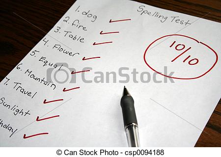 Test Score Clipart A Spelling Test Showing A