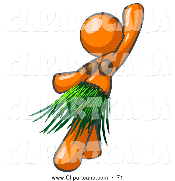 Vector Clip Art Of A Shiny Orange Hula Dancer Woman In A Grass Skirt