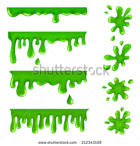 Vector Illustration Of Isolated Green Blots Splashes And Smudges