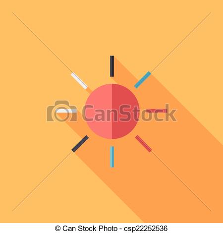 Vector   Sun Flat Icon With Long Shadow   Stock Illustration Royalty