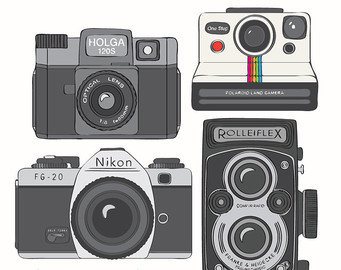 Vintage Cameras Clip Art   20 Image S 6in 300dpi Rolleiflex Holga