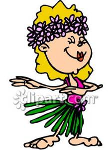 White Lady Hula Dancing   Royalty Free Clipart Picture