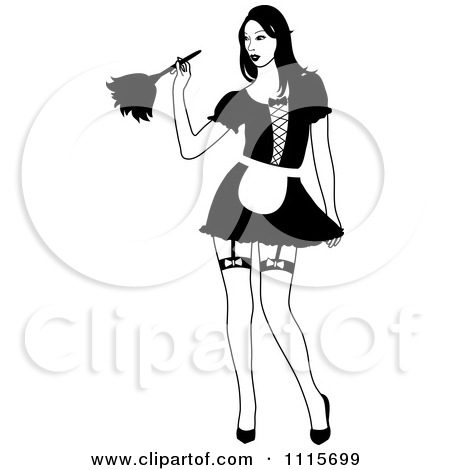 08 25 12  22 04  Clipart Sexy Silhouetted Dusting French Maid Wearing