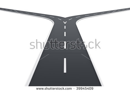 3d Rendering Of A Road Splitting Up   Stock Photo