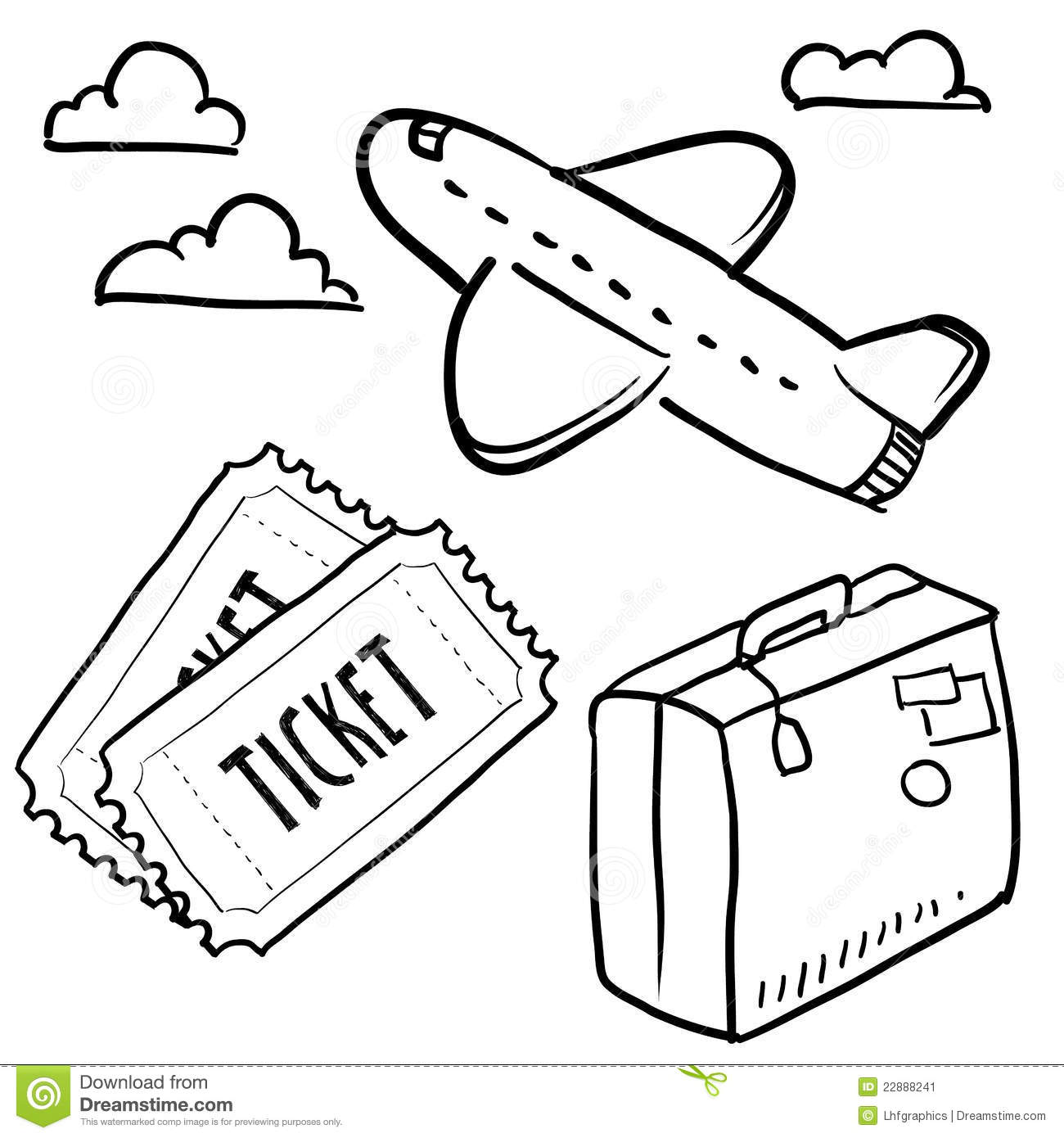 Air Travel Objects Sketch