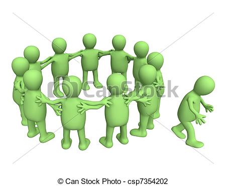 Clip Art Of Loser   A Person Not Invited To The Group Isolated Over