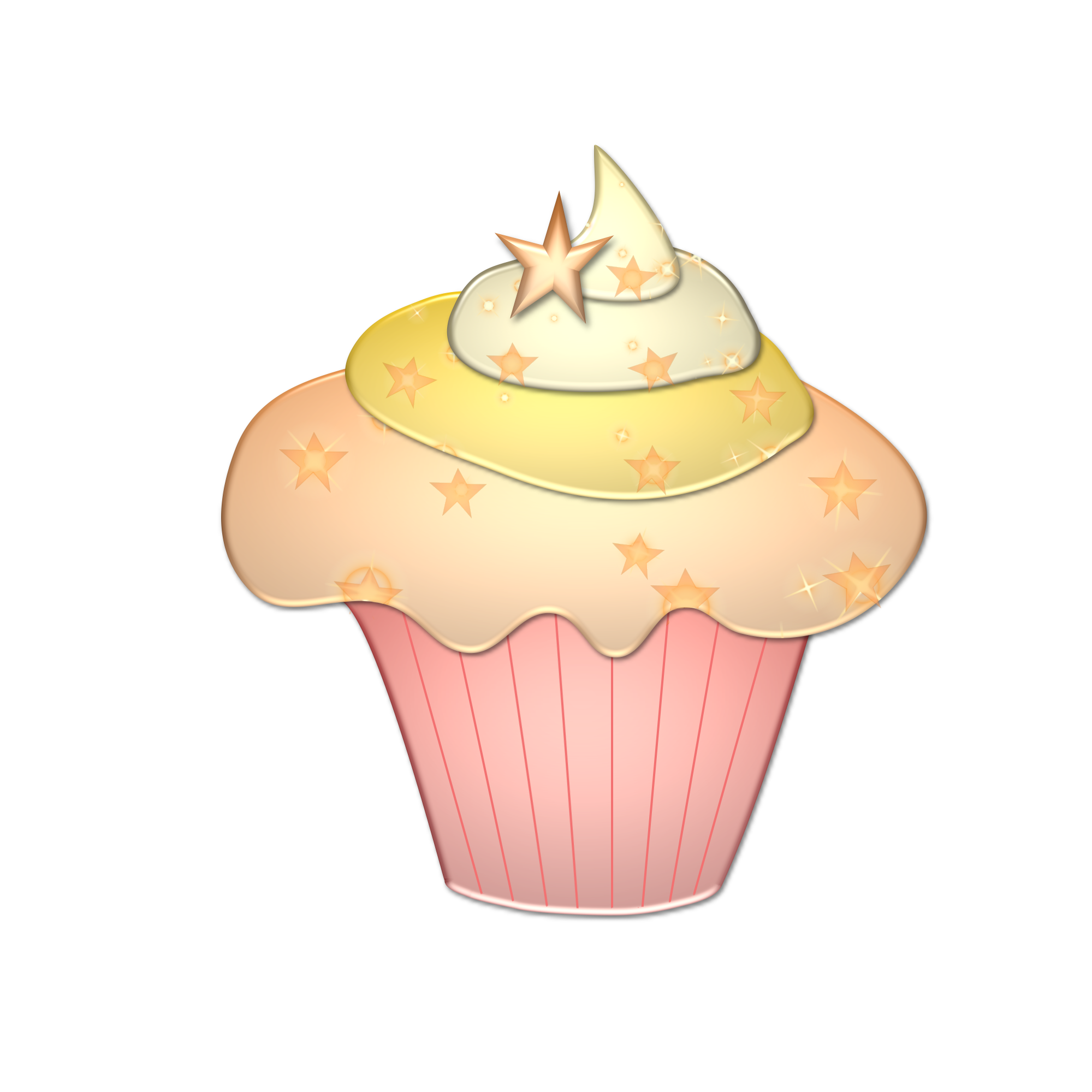 Cupcake Image Decorated With Pink And White Star Accents Clipart