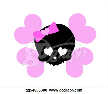 Drawing   Lovely Girly Skull   Clipart Drawing Gg54686380   Gograph