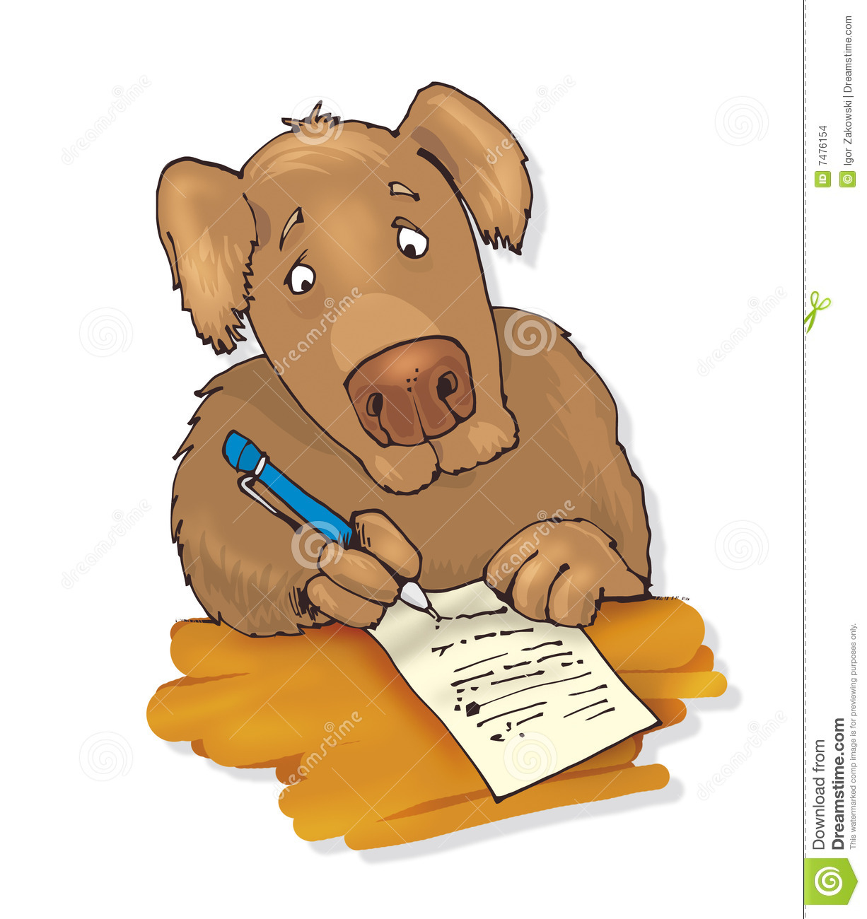 Het Schrijven Van De Hond Brief Stock Afbeeldingen   Afbeelding    
