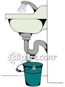 Leaky Pipe In A Bathroom   Royalty Free Clipart Picture