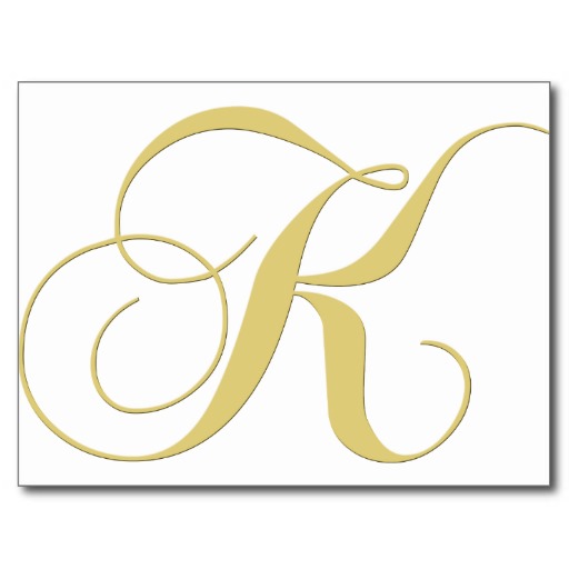 Monogram Letter K Golden Single Postcard   Zazzle