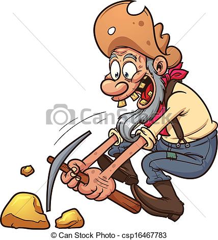 Old Gold Miner  Vector Clip Art Illustration With Simple Gradients
