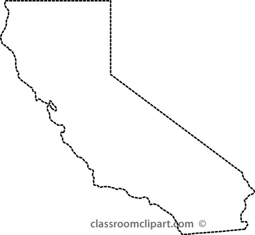 Outline Maps   California Outline Map Dotted Lines   Classroom Clipart