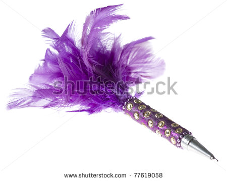 Pretty Pink And Purple Pen Isolated On A White Background   Stock    