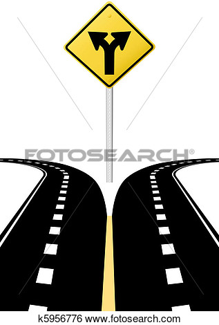 Right Left Arrows On Highway Road Sign Symbol Of Split Paths Decision