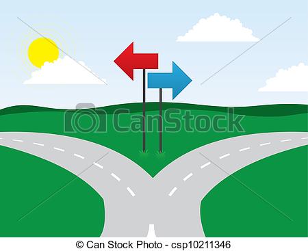 Road Split Left And Right Directions