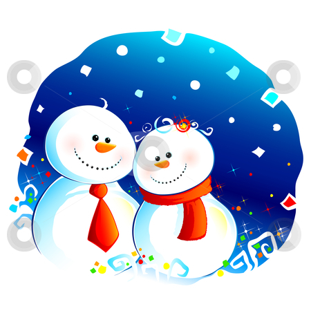 Snow Couple Clipart Stock Vector Clipart Illustration Of Cute Snowman