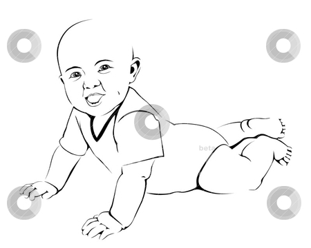 Tummy Time Stock Vector Clipart A Baby Smiles While Pushing Up On