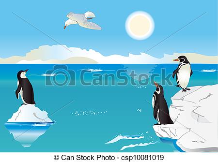 Vector Clip Art Of Penguins At The South Pole 2   Polar Scenery With