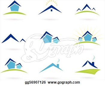 Vector Illustration   Real Estate   Houses Logo Icons  Stock Clip Art