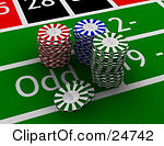 Chips 3d Casino Scene Of A Roulette Wheel Dice Cards And Poker Chips