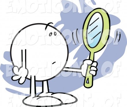 Clip Art Vector Cartoon Of A Blank Somber Moodie Character Looking At