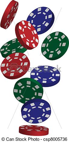 Clip Art Vector Of Poker Chips   Illustration Of Falling Red Blue And