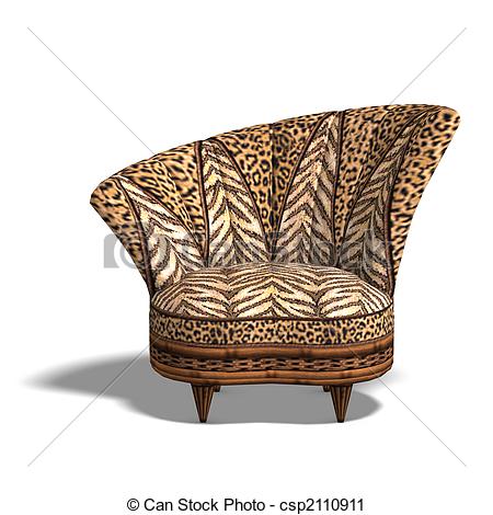 Clipart Of Comfy Chair With African Design   Cushy Sofa With Animal