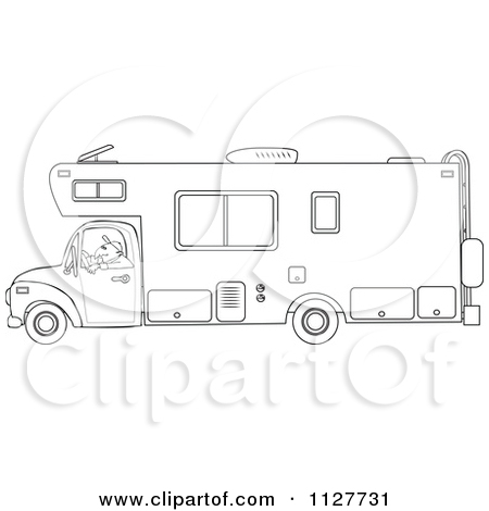 Green Rv Motorhome Ready For Camping Use Clip Art Illustration By
