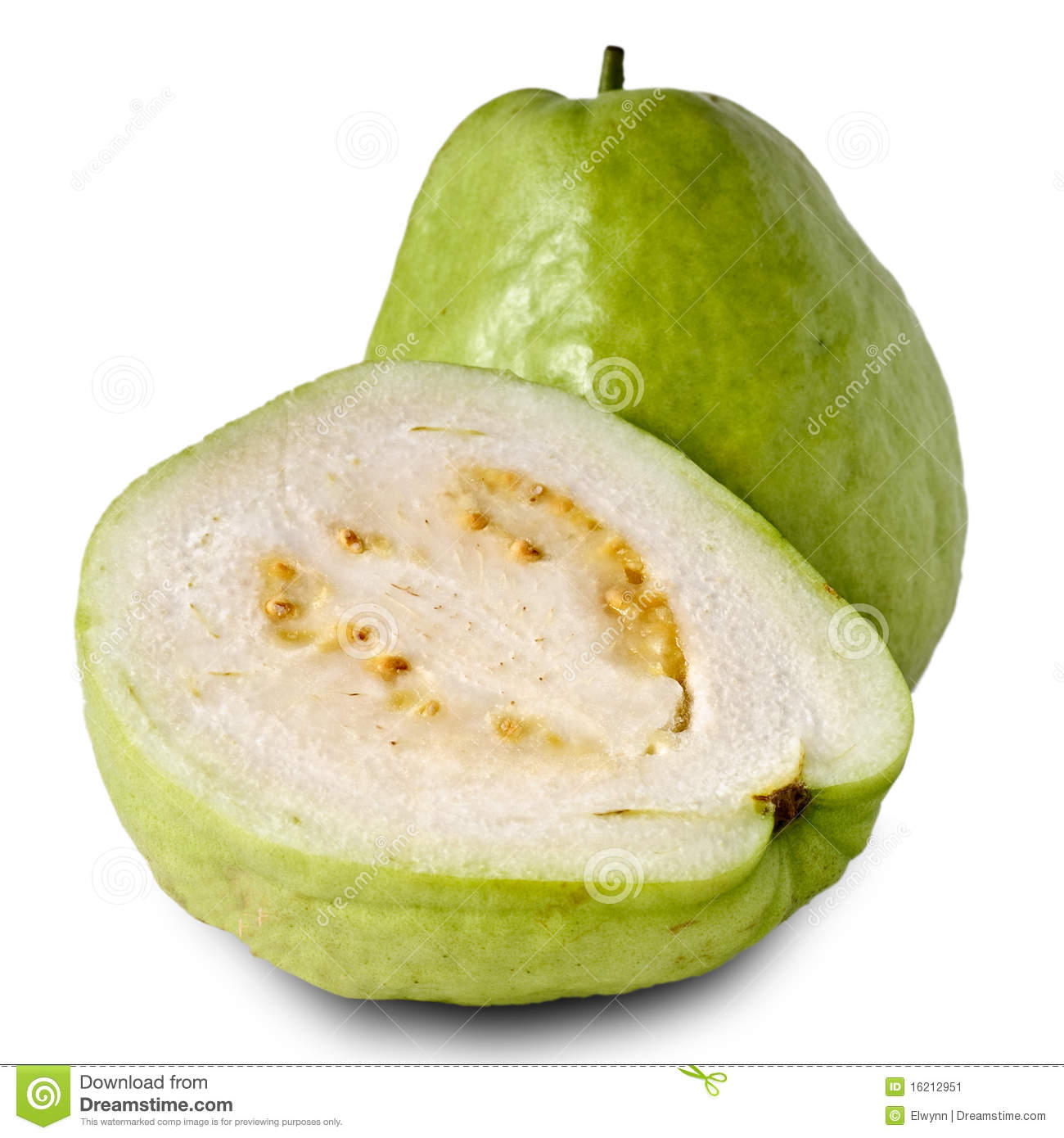 Guava Green Fresh Fruit Isolated On White Background