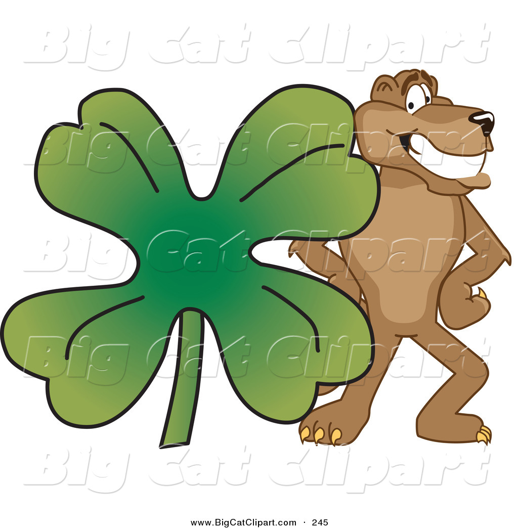 Larger Preview  Big Cat Cartoon Vector Clipart Of A Brown Cougar    