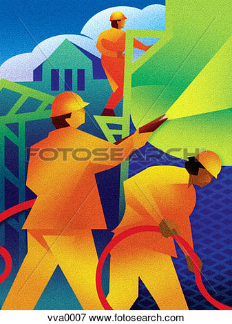 Men Applying Stucco To A Building  Fotosearch   Search Eps Clipart