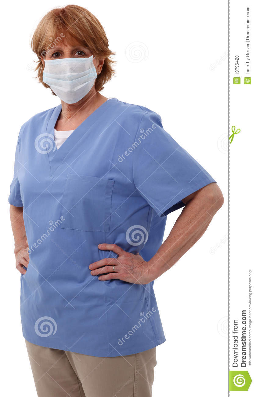 More Similar Stock Images Of   Older Nurse With Surgical Mask