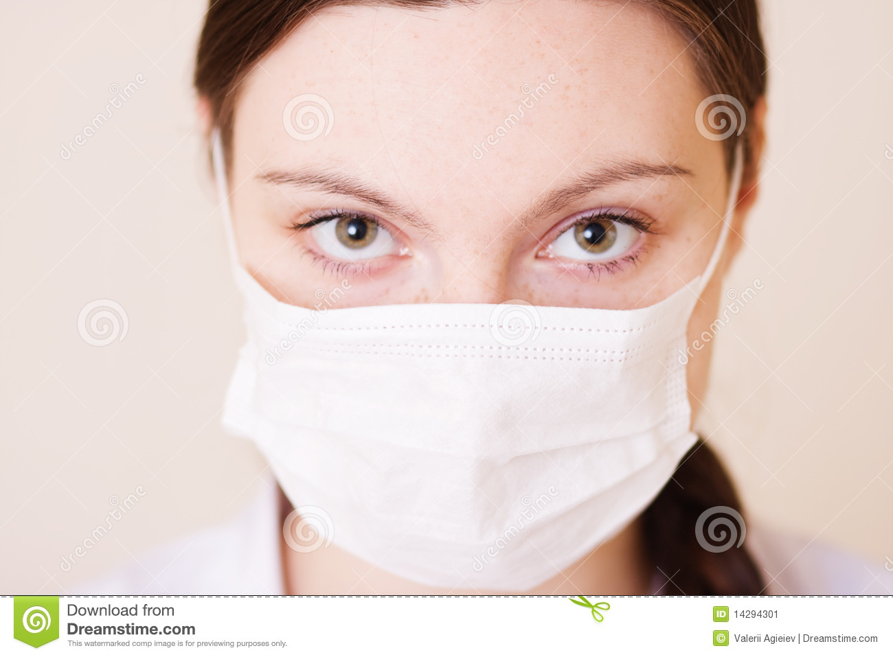 Of Young Nurse Or Doctor With Surgical Face Mask Studio Background