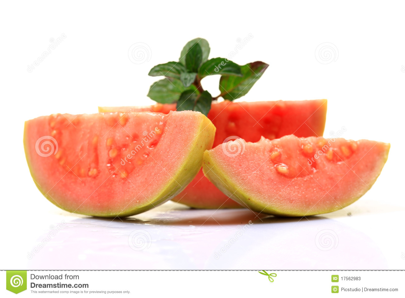 Pink Guava Slices Isolated On White Background