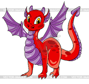 Red Dragon With Purple Wings   Vector Clip Art