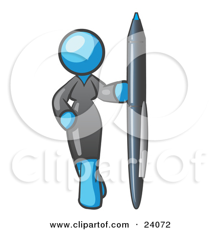 Royalty Free  Rf  Clipart Illustration Of A Denim Blue Woman In A Gray