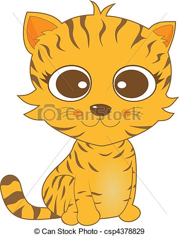 Vector   Cute Looking Brown Stripe Cat With   Stock Illustration