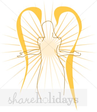     Angel Sillhouette With Gold Wings Clipart   Christmas Angel Clipart