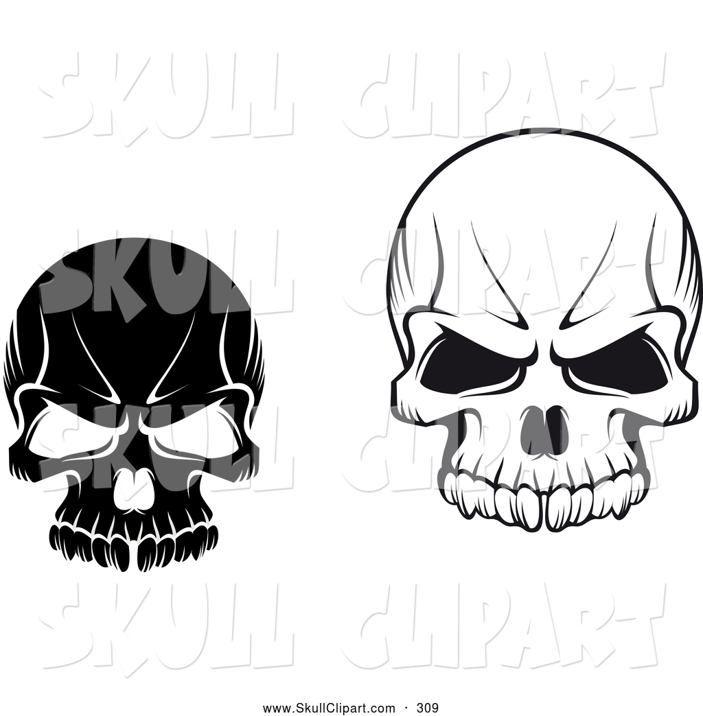     Art Of Black And White Evil Skulls On White By Seamartini Graphics