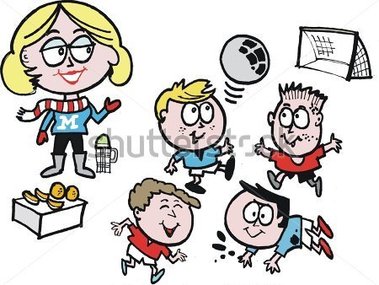     Cartoon Of Soccer Mom With Children Playing Stock Vector   Clipart Me