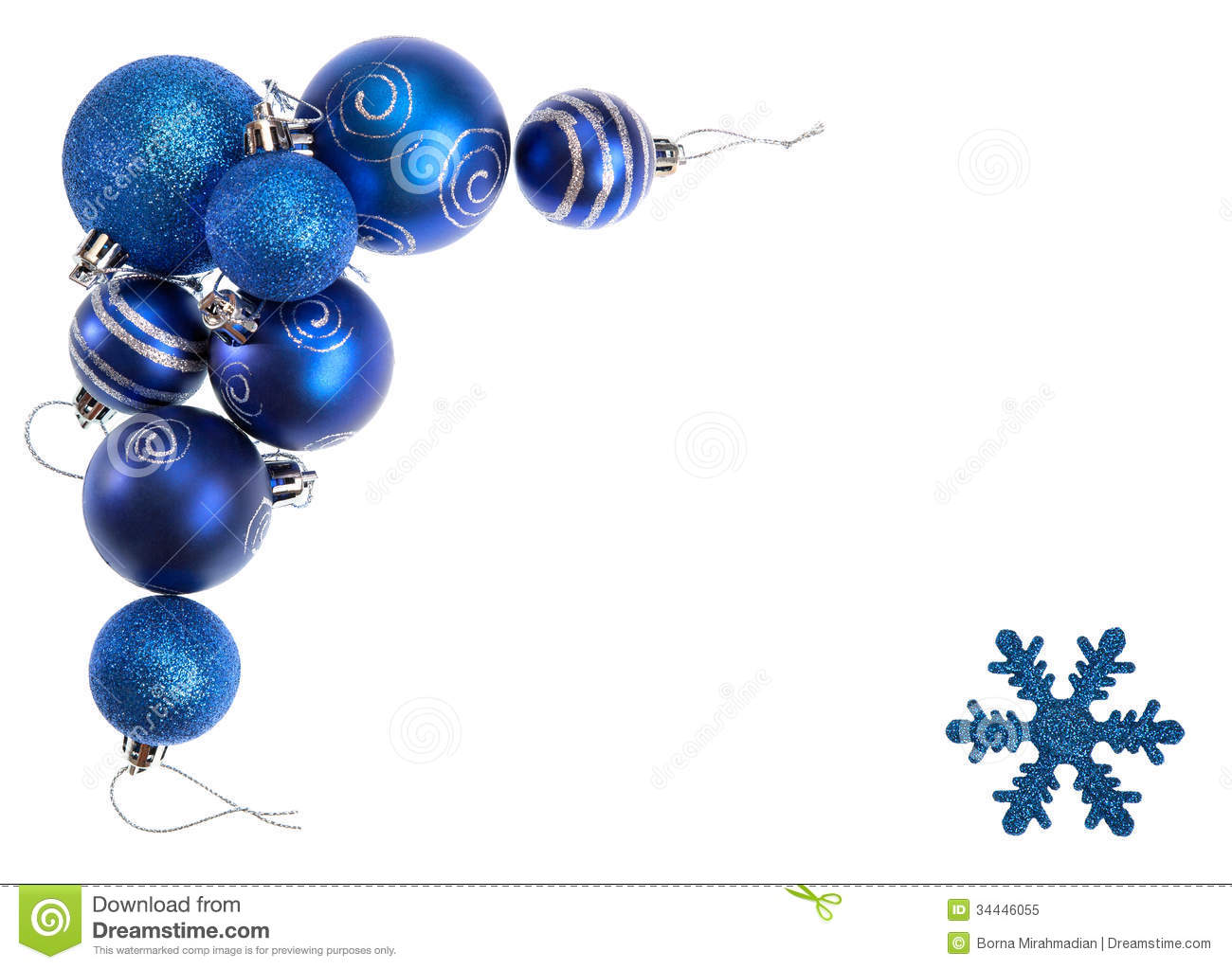 Christmas Balls And Snowflake Forming Border Of A Decorative Frame