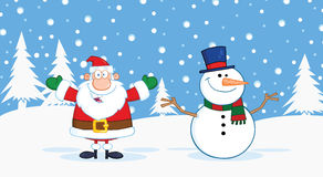 Claus And Snowman With Open Arms For Hugging Royalty Free Stock Photo