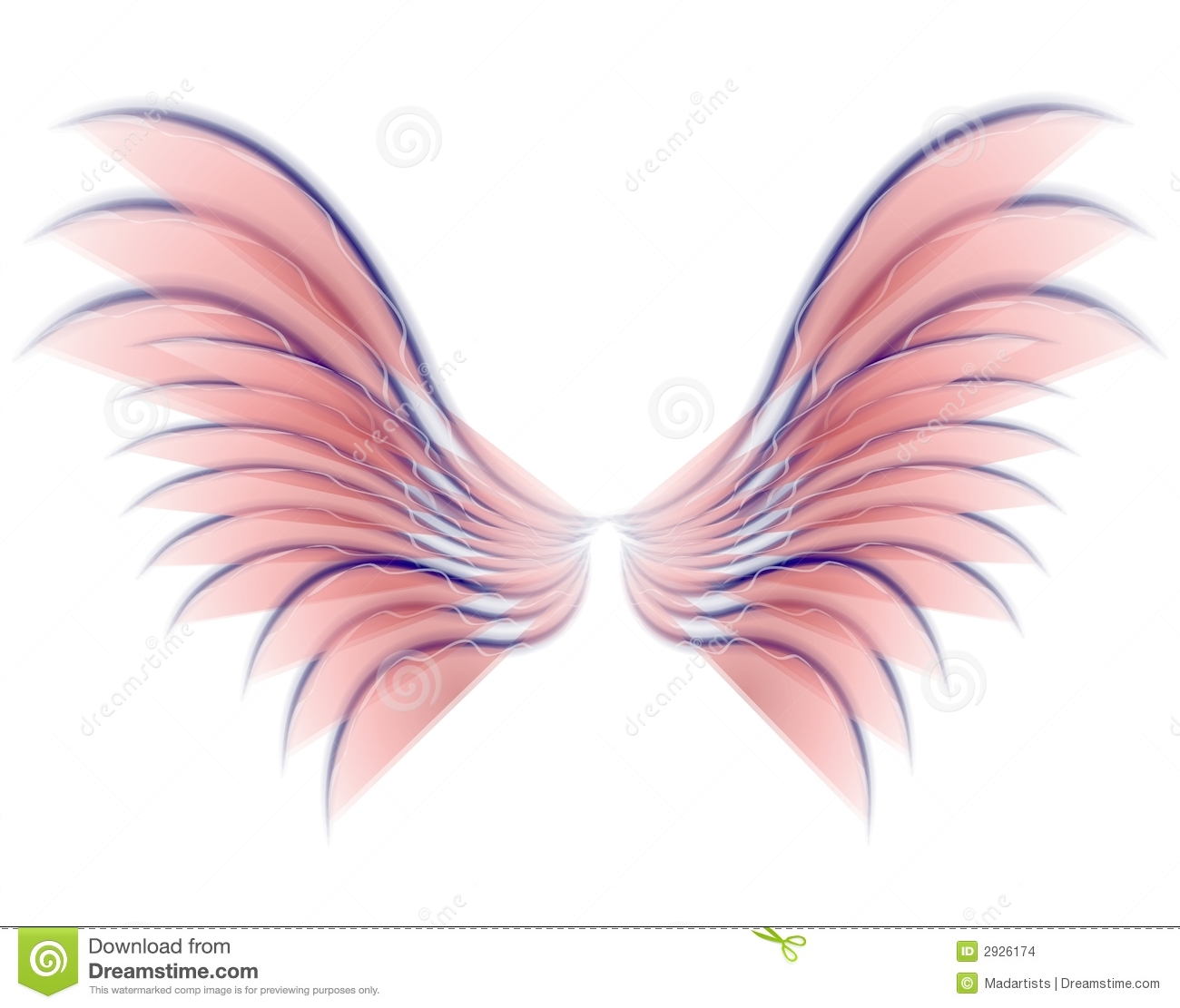 Clip Art Illustration Of Isolated Fairy Angel Or Bird Wings In Pink