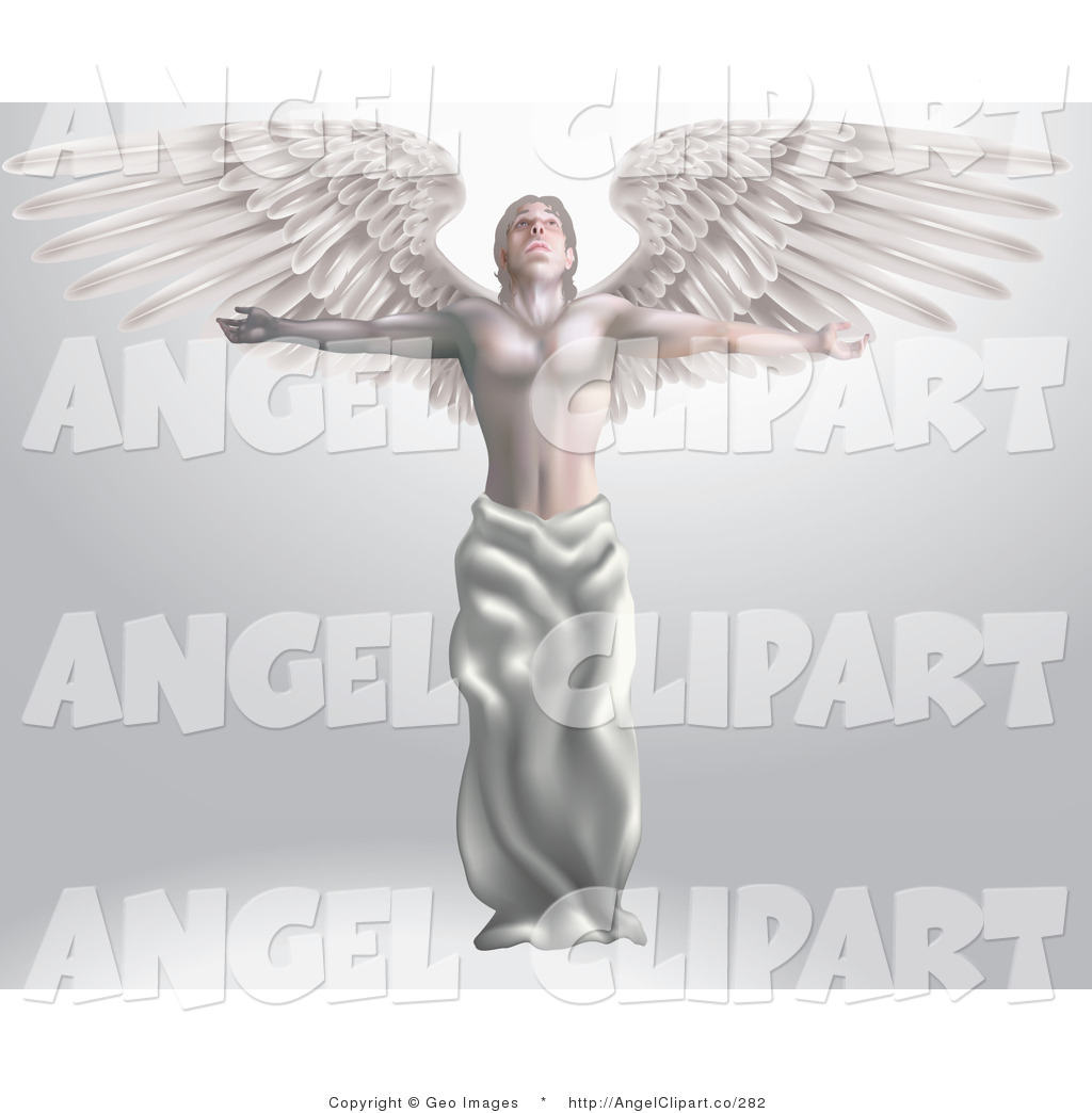 Clip Art Of A Muscular And Majestic Male Guardian Archangel With Arms
