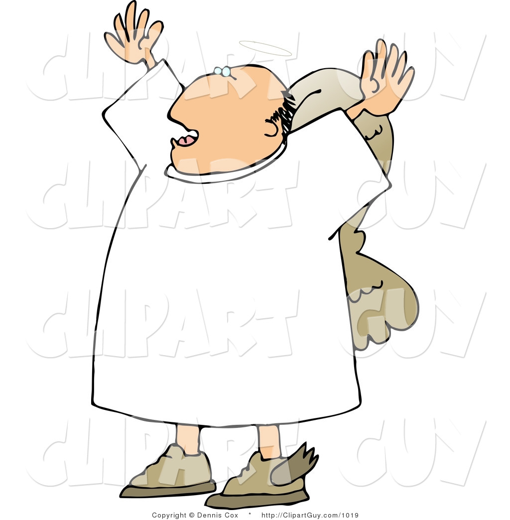 Clip Art Of A Preaching Angel His Arms Up By Djart    1019