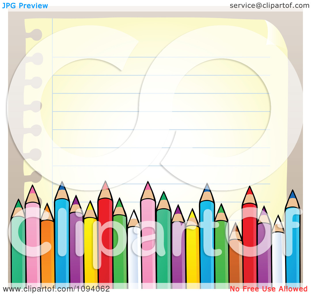 Clipart Border Of Colored Pencils And Paper Copyspace   Royalty Free