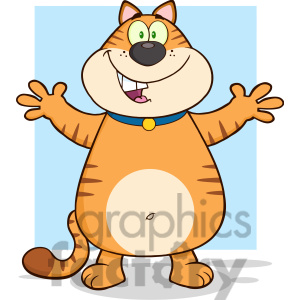 Clipart Illustration Happy Cat Cartoon Mascot Character With Open Arms