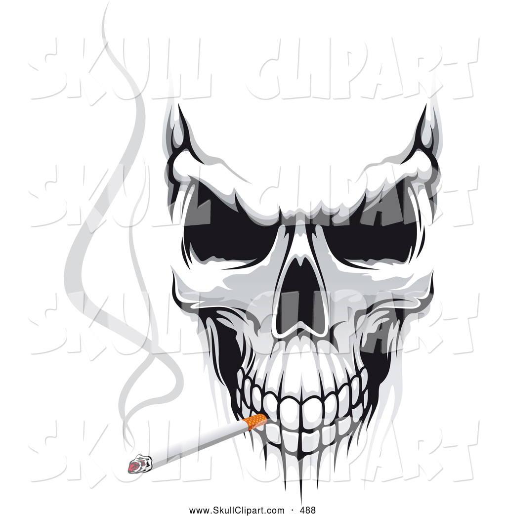 Evil Skull Smoking A Cigarette Skull Clip Art Seamartini Graphics