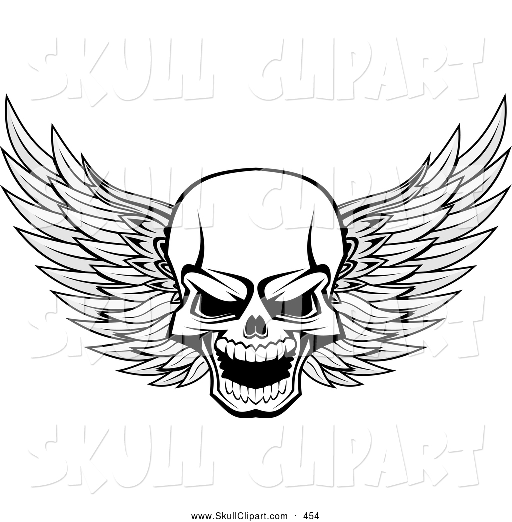 Evil Winged Skull Black And Pictures